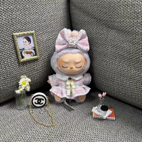 Labubu Clothes Set Tweed Dress Outfit (No Dolls)-1
