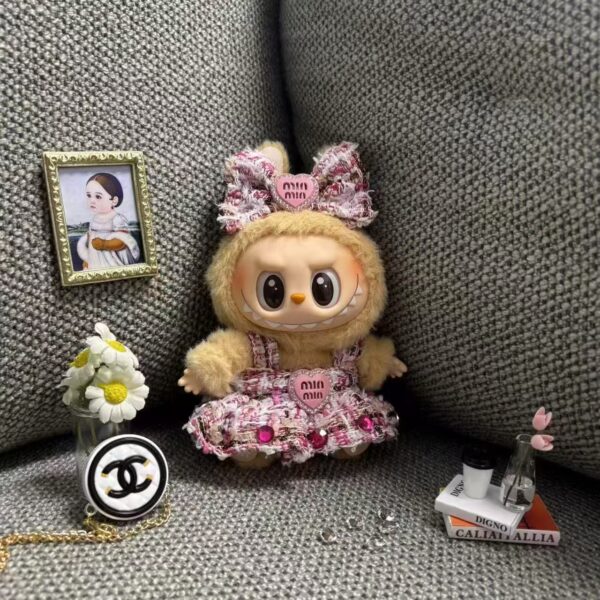 Labubu Clothes Set Tweed Dress Outfit (No Dolls)-3