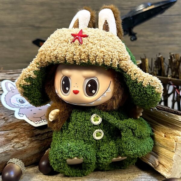 Green Military Overcoat Set Labubu Outfit